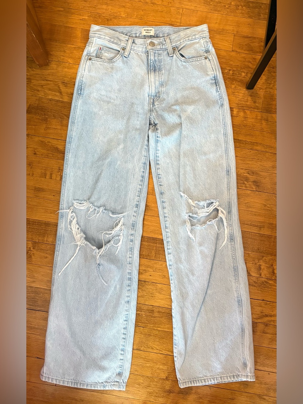 Aritzia Sunday Best Ripped Jeans Mid-High Waisted
